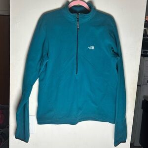 North Face Teal 1/4 zip Fleece Pullover | Size Large